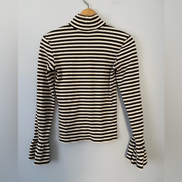 Stockholm Atelier & Other Stories Size 4 Trumpet Sleeve Turtleneck Striped Top - Picture 2 of 9